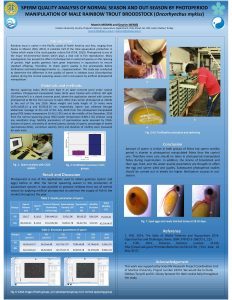 Poster in the 6th Aqautic Fish Gamete Workshop, Czech Republic.